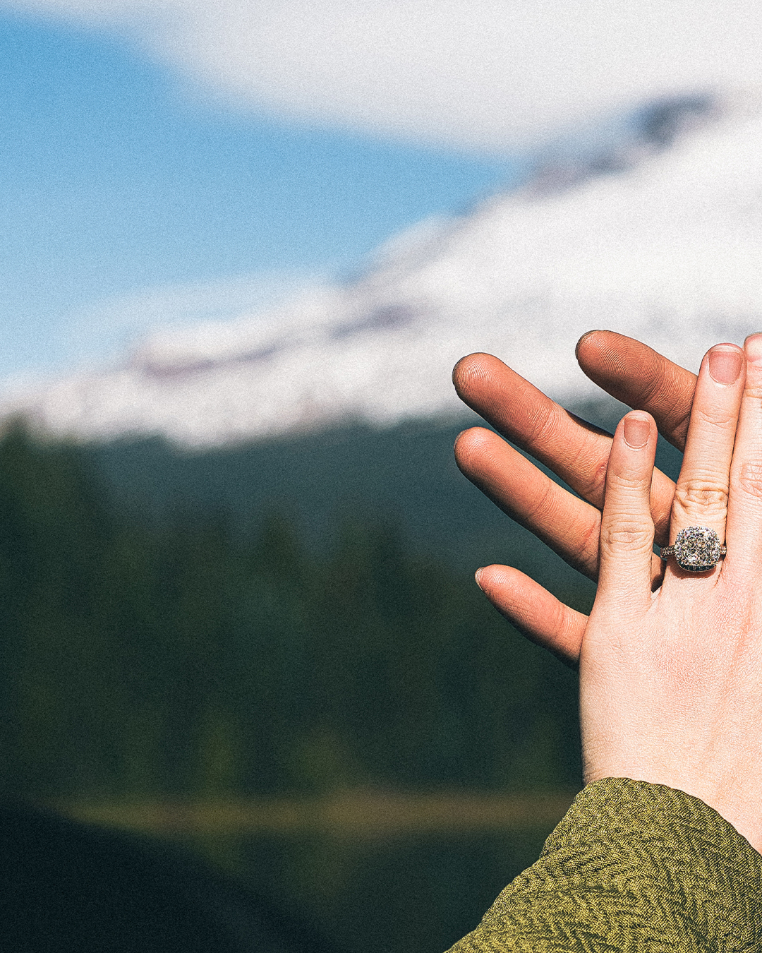 Cinematic Surprise Proposal at Trillium Lake with the View of Snowy Mount Hood — photograph 5 of 10